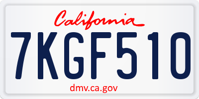 CA license plate 7KGF510