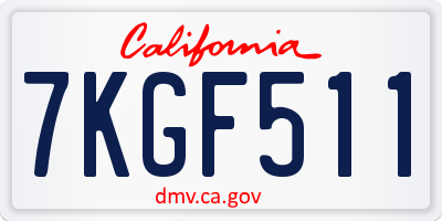 CA license plate 7KGF511