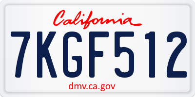 CA license plate 7KGF512
