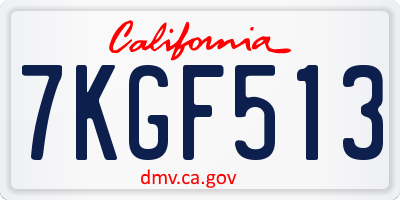 CA license plate 7KGF513