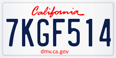 CA license plate 7KGF514