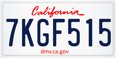 CA license plate 7KGF515