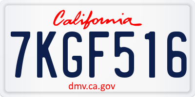 CA license plate 7KGF516