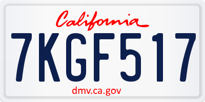 CA license plate 7KGF517