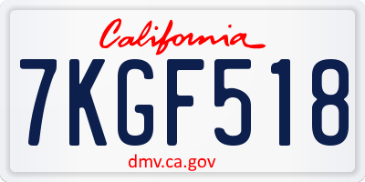 CA license plate 7KGF518
