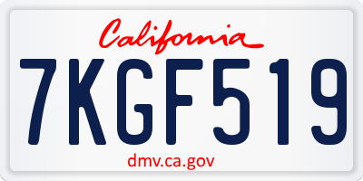 CA license plate 7KGF519