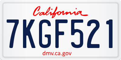 CA license plate 7KGF521