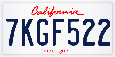 CA license plate 7KGF522