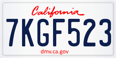 CA license plate 7KGF523