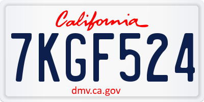CA license plate 7KGF524