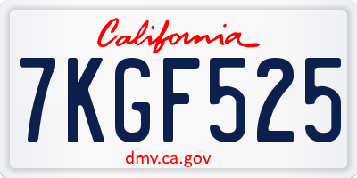 CA license plate 7KGF525