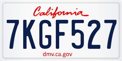 CA license plate 7KGF527