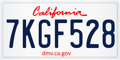 CA license plate 7KGF528