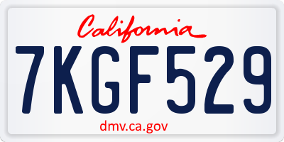 CA license plate 7KGF529