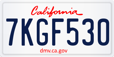 CA license plate 7KGF530