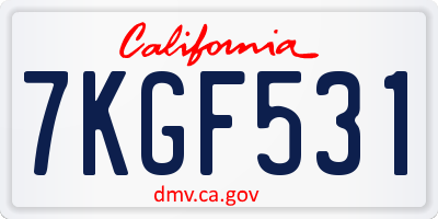 CA license plate 7KGF531