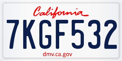 CA license plate 7KGF532