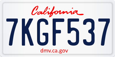 CA license plate 7KGF537