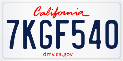 CA license plate 7KGF540