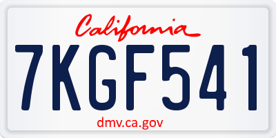 CA license plate 7KGF541