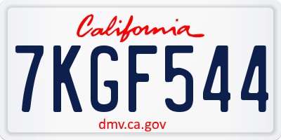 CA license plate 7KGF544