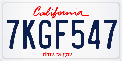 CA license plate 7KGF547