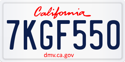 CA license plate 7KGF550