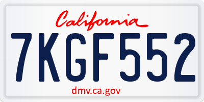 CA license plate 7KGF552