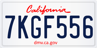 CA license plate 7KGF556
