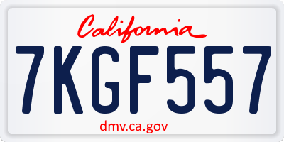 CA license plate 7KGF557