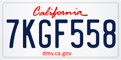 CA license plate 7KGF558