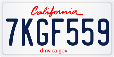 CA license plate 7KGF559