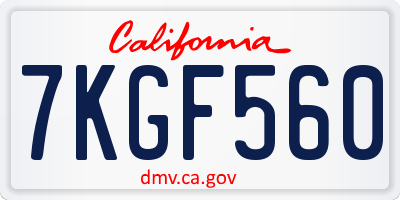 CA license plate 7KGF560