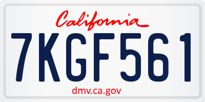 CA license plate 7KGF561
