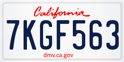 CA license plate 7KGF563