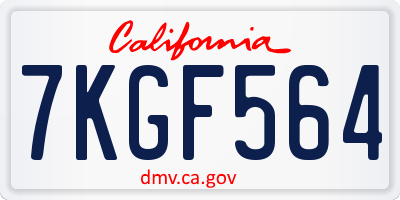 CA license plate 7KGF564