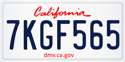 CA license plate 7KGF565