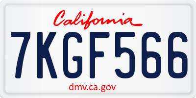 CA license plate 7KGF566
