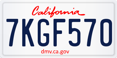 CA license plate 7KGF570