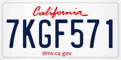 CA license plate 7KGF571