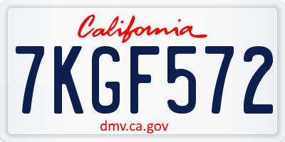 CA license plate 7KGF572
