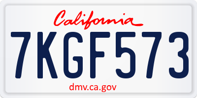 CA license plate 7KGF573