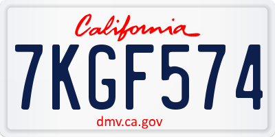 CA license plate 7KGF574