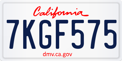 CA license plate 7KGF575