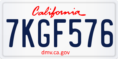 CA license plate 7KGF576