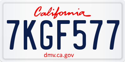 CA license plate 7KGF577