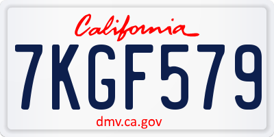 CA license plate 7KGF579