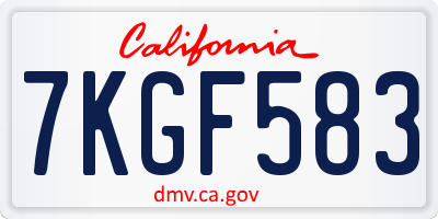 CA license plate 7KGF583