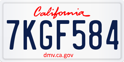 CA license plate 7KGF584