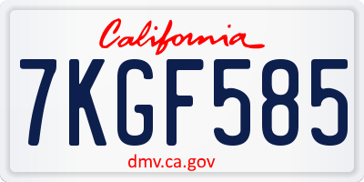CA license plate 7KGF585